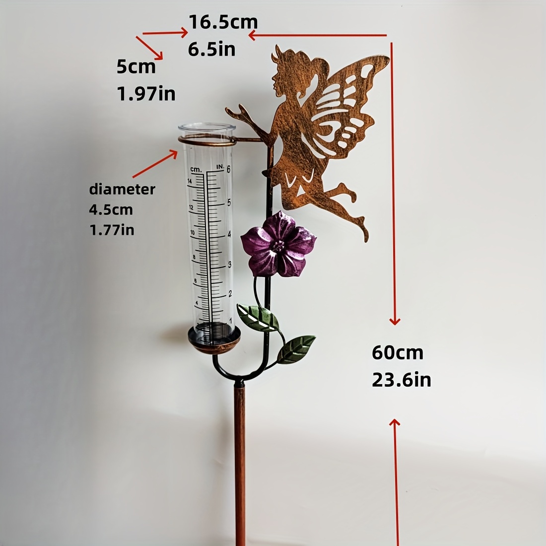 Image of Large Old-fashioned Cast Iron Outdoor Rain Gauge - Heavy-duty Garden Rainwater Collection And Rain Gauge, Courtyard Decoration