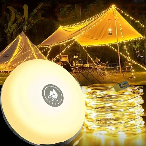 1 pack camping string lights warm light usb rechargeable outdoor camping lamp ip44 portable camping light with 5 adjustable brightness durable halloween fairy christmas lights