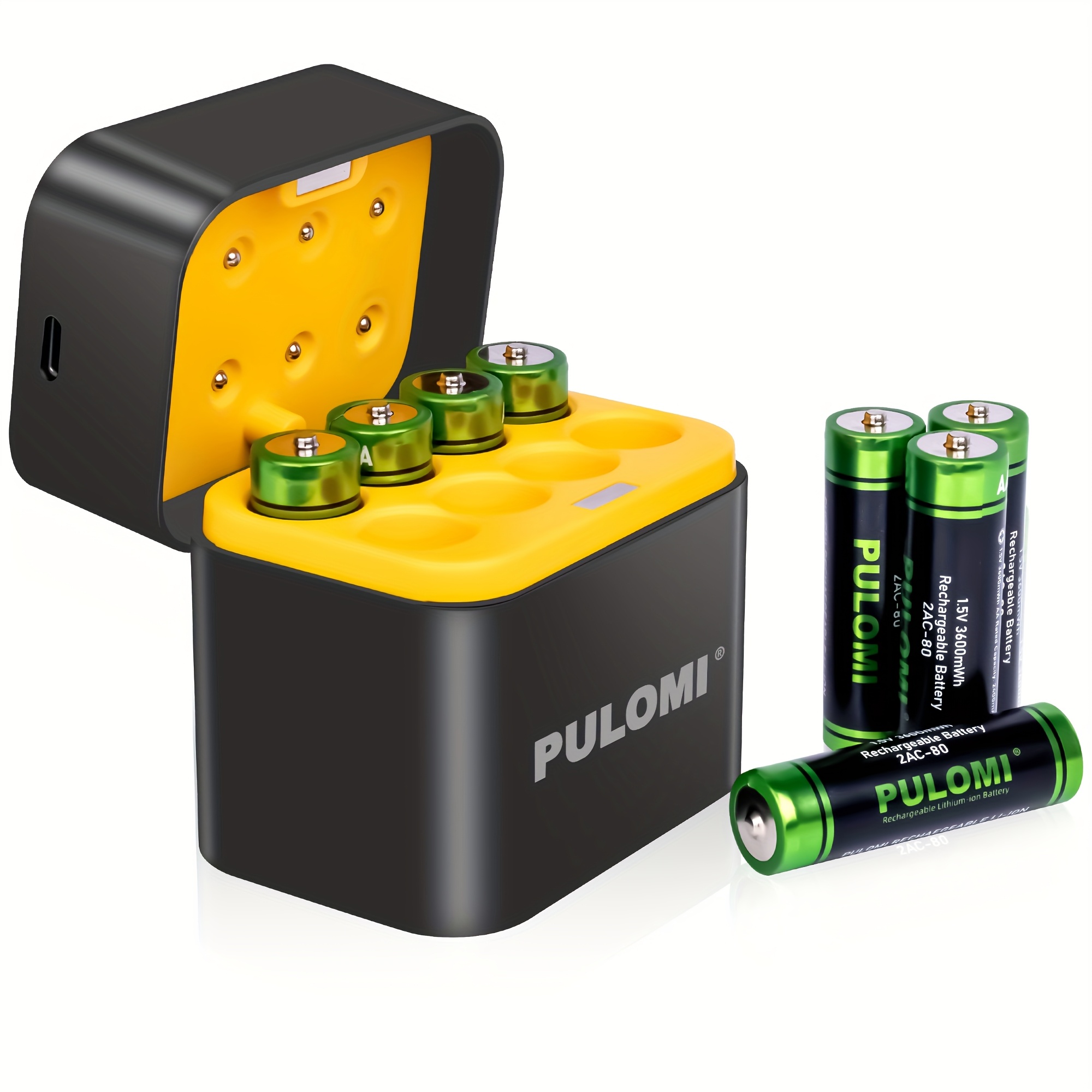 TEMU Set Of 8 Aa Rechargeable Lithium-ion Batteries, Featuring A High Capacity Of 1.5v 2400mah 3600mwh, Designed For Quick Charging And Cycles. Comes