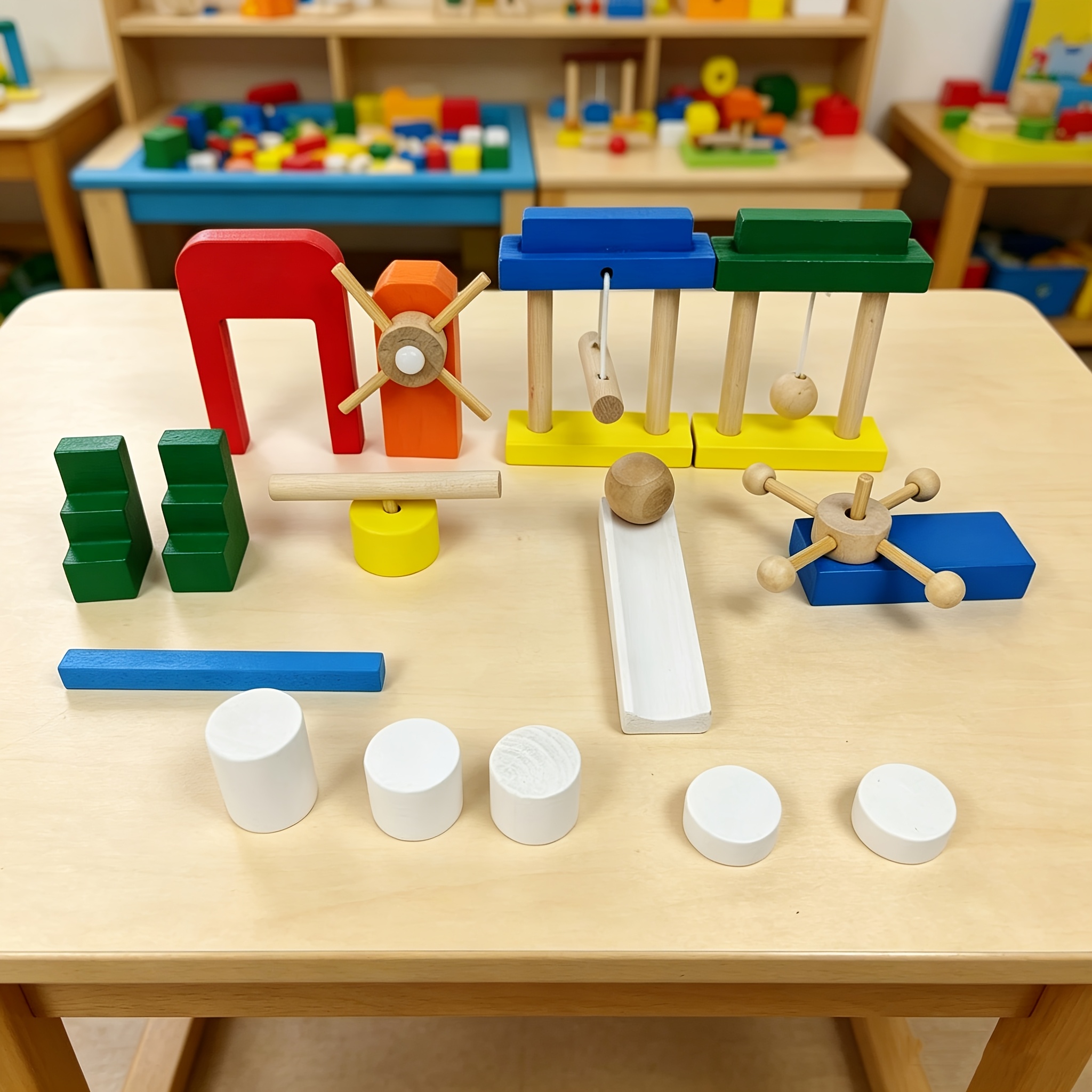 Wooden Domino Building Blocks Set with Accessories