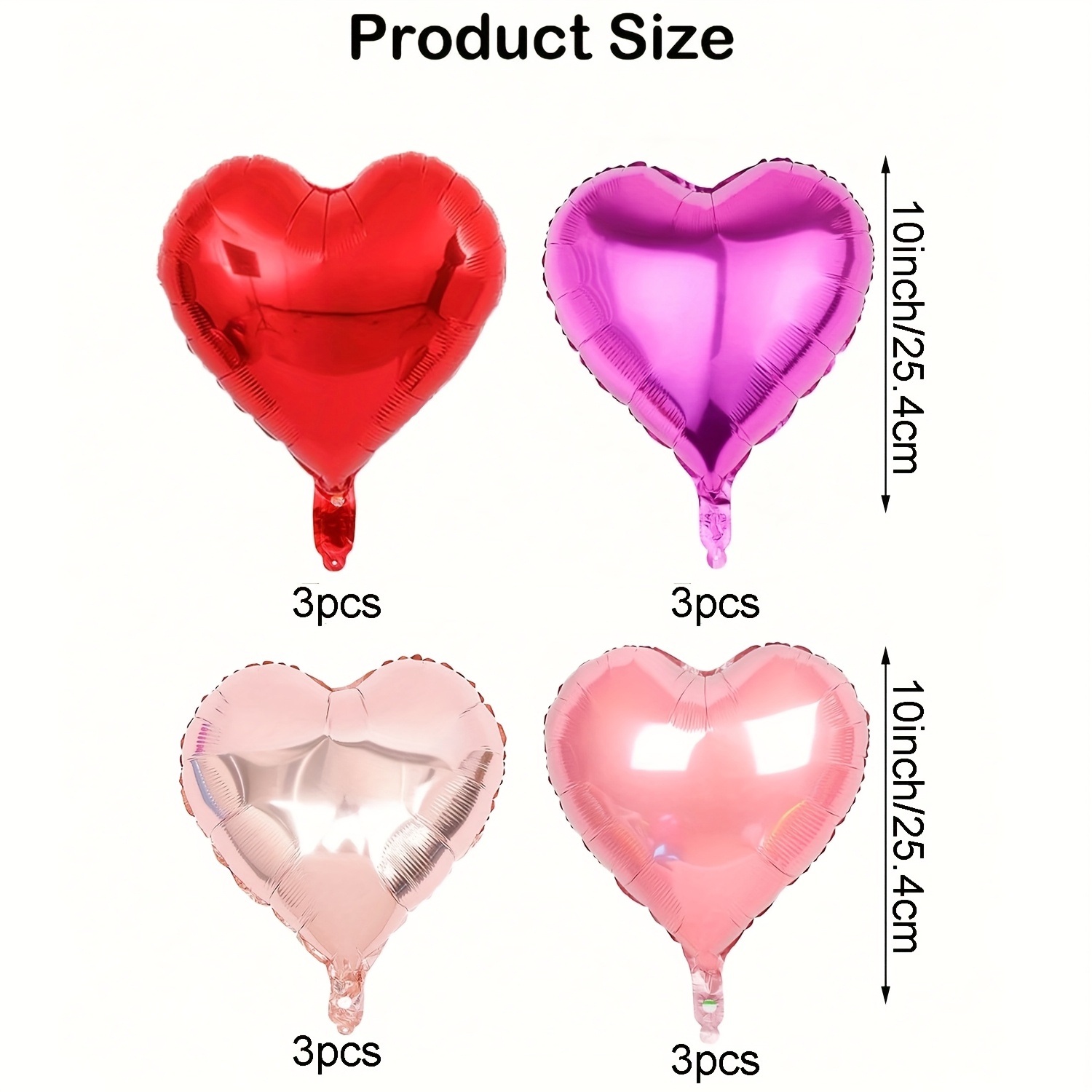 Image of 12pcs 10-inch Red Rose Red Pink Rose Aluminum Film Balloon Set Camping Party Decoration Arrangement Gathering Party Decoration Wedding Birthday Party Decoration Supplies