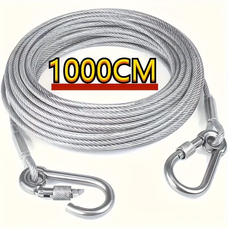 

1pc Stainless Steel Clothesline, 1000cm Portable Heavy-duty Laundry Drying Rope With Carabiner For Indoor/outdoor Use, Ideal For Camping, Bathroom, And Dorms, Clotheslines