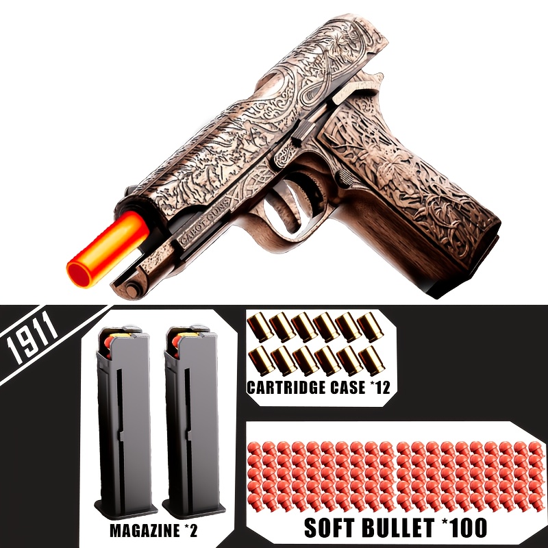 m1911 brand new engraved pattern toy gun soft cartridge gun - Temu