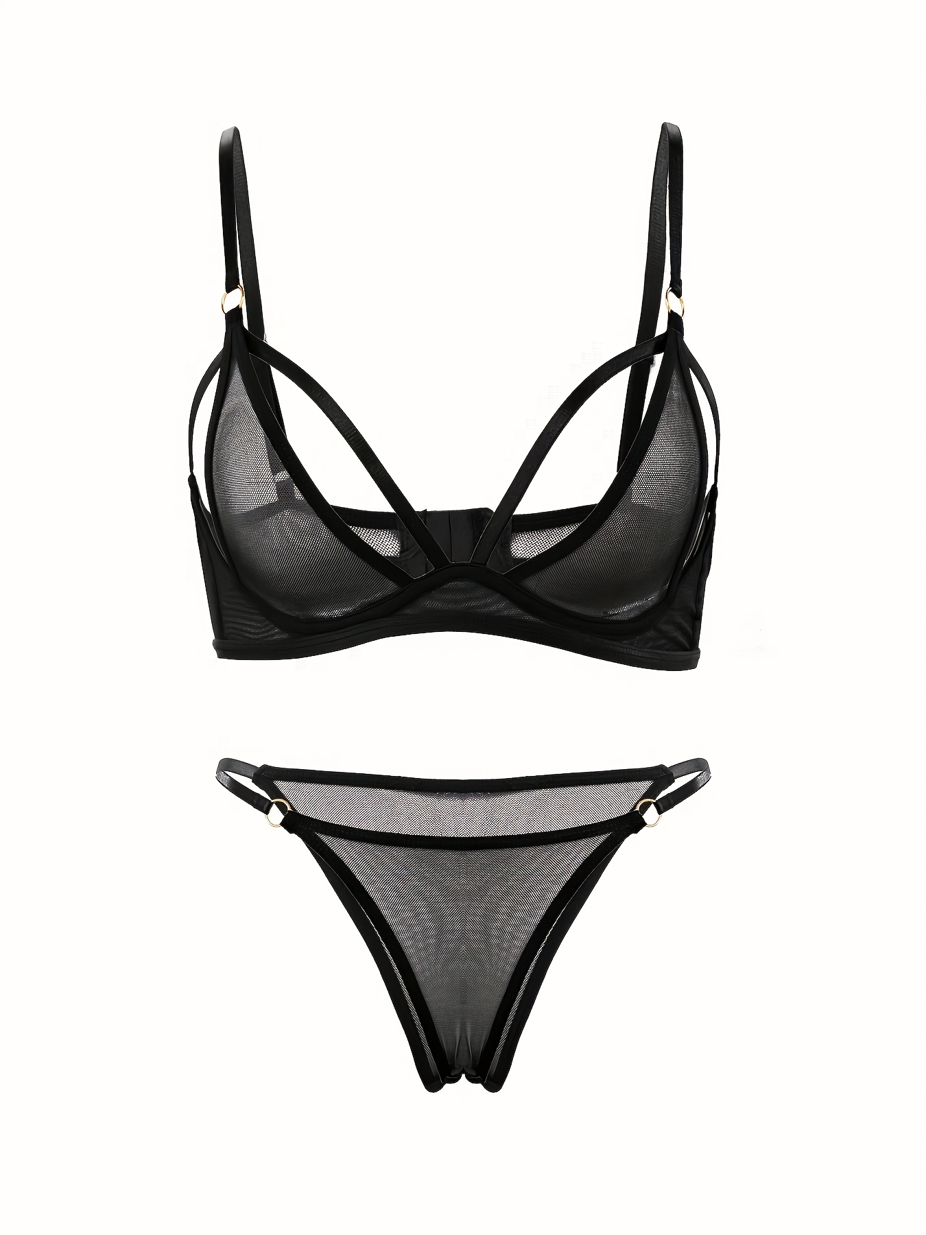 conjunto sostén bragas malla mujeres elegantes negro Temu Mexico