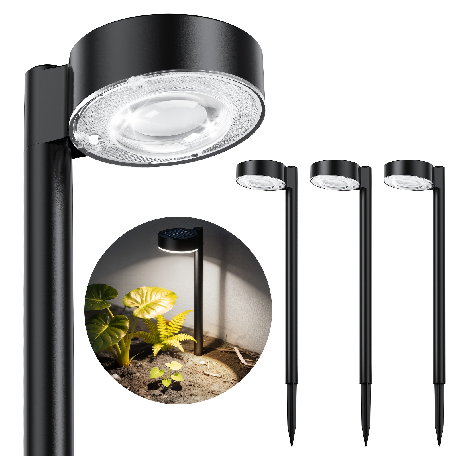 Image of Outdoor Solar Pathway Lights, Set Of 8, Featuring Larger Led Spot Lenses, Providing For Up To 15 Hours For Your Walkway, Driveway, Yard, Or Patio