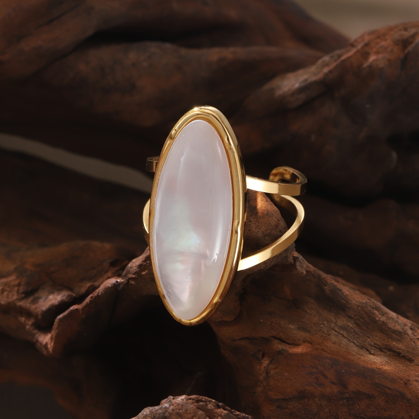 

Bague Géométrique Chic en Acier Inoxydable avec Incrustation de Résine - Parfaite pour , les Fêtes & les Vacances - Bijou de Mode pour Femme