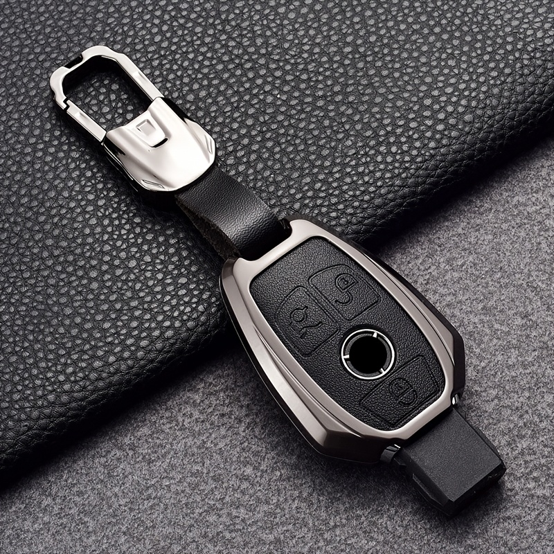 TEMU Suitable For Mercedes-benz Car High-end Fashion Alloy   Leather Key Case, Suitable For Mercedes-benz C, E, M, S, Cls, Clk, , Glc, , C200l, ,