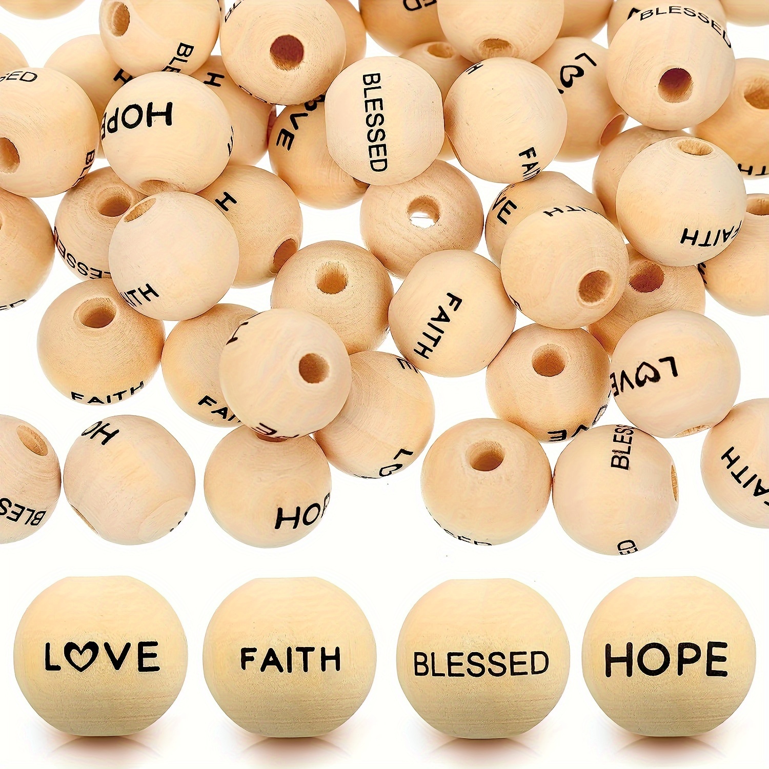 

80pcs 16mm Wood Printed Accessories Bracelet Necklace Key