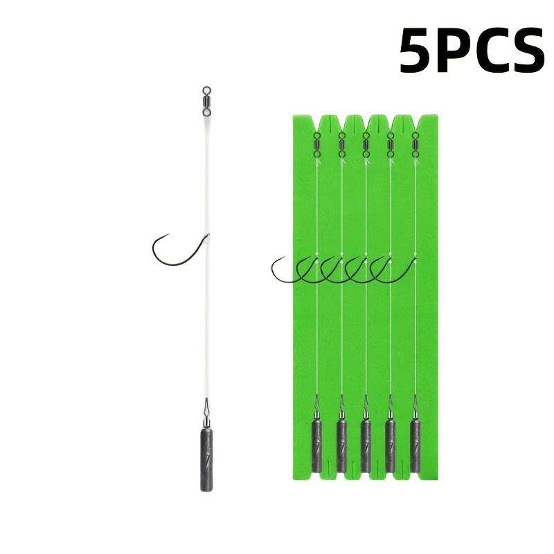 

Kit de 5 Pièces, Hameçons Barbelés Pré-Noués & Plombs en Plomb - Mélangées, Matériau en la au Bar et Salée