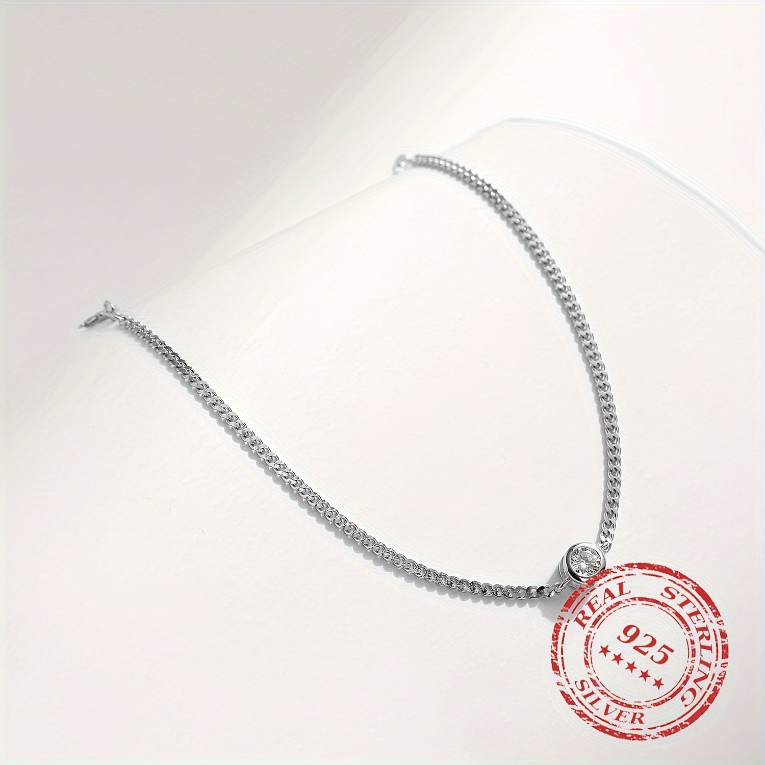 Round Solitaire Moissanite Bracelet with 925 Sterling Silver Chain