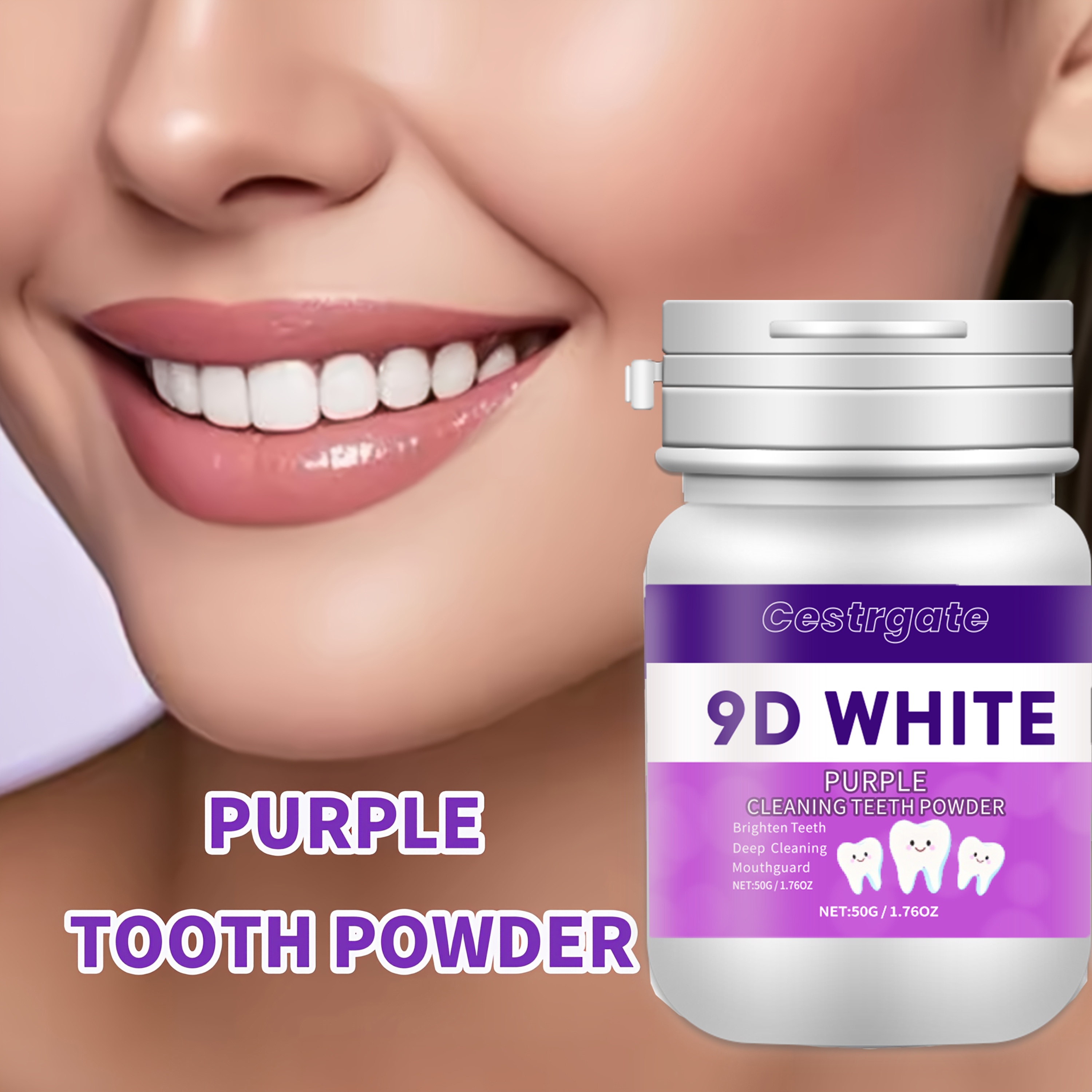 9D Purple Teeth Whitening Powder for Deep Cleaning