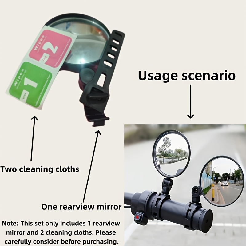 TEMU 6/3pcs Set (including Bicycle Rearview Mirror + Cleaning Tools) Quick-install 360° Rotatable Bicycle Rearview Mirror With Shock-absorbing Convex