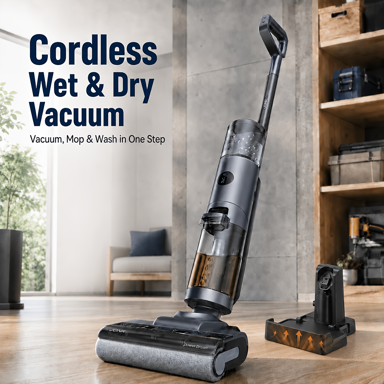 Ed12 Pro Cordless Wet Dry Vacuum Cleaner, Washer Mop, Vacuum Mop -one With Hot Air Drying Self-cleaning, Double-sided Edge Cleaning, Led Display, Voice Design