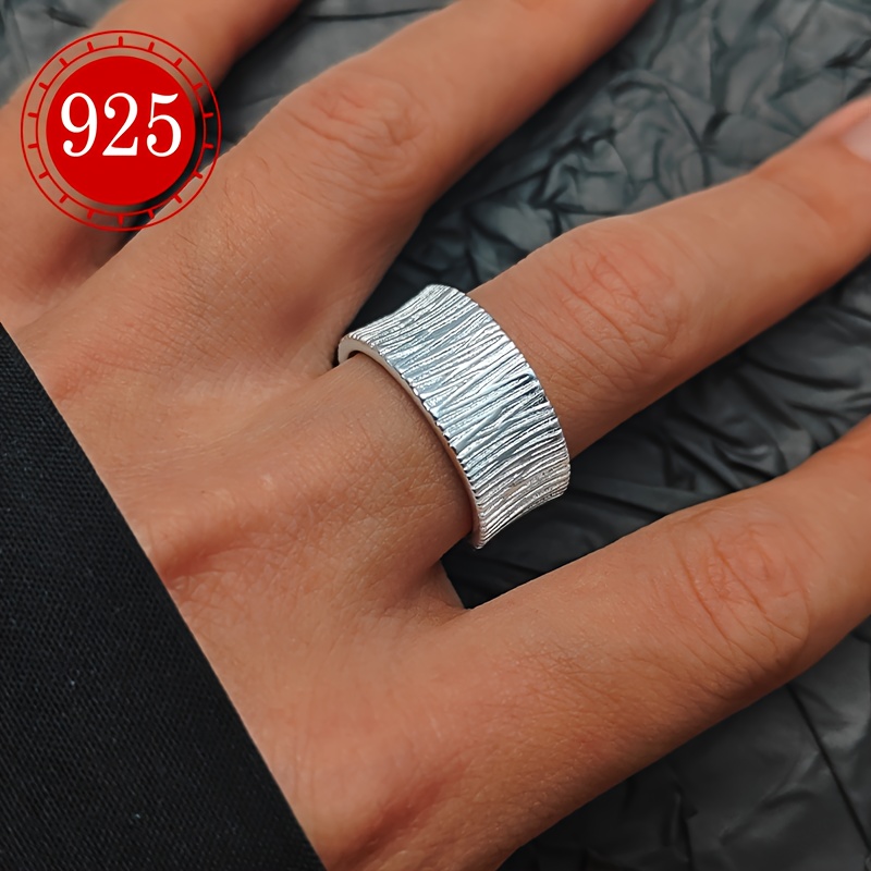 925 Silver Hypoallergenic Geometric Texture Ring