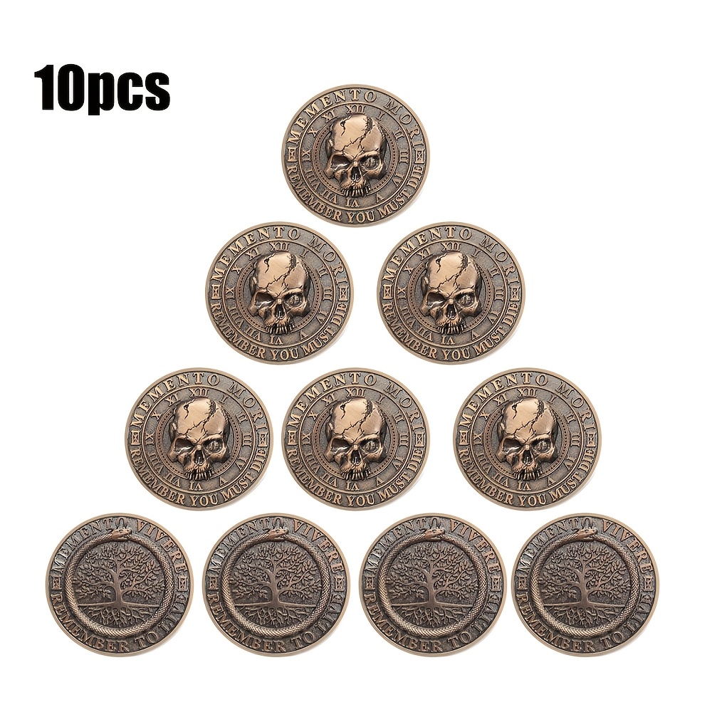 1개/2개/5개/10개 메멘토 모리 코인 | 3d 해골 조각 아연 합금 구리 도금 생명의 나무 스토이 리마인 - Temu  Republic of Korea