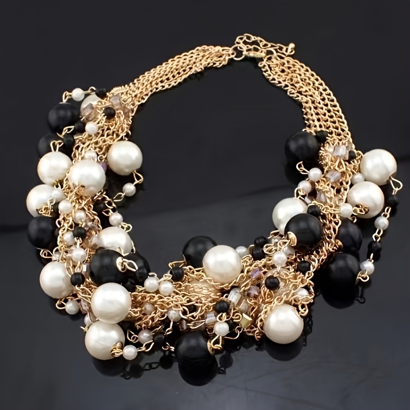 Vintage Boho Style Freshwater Pearl Necklace for Women, Beads Choker