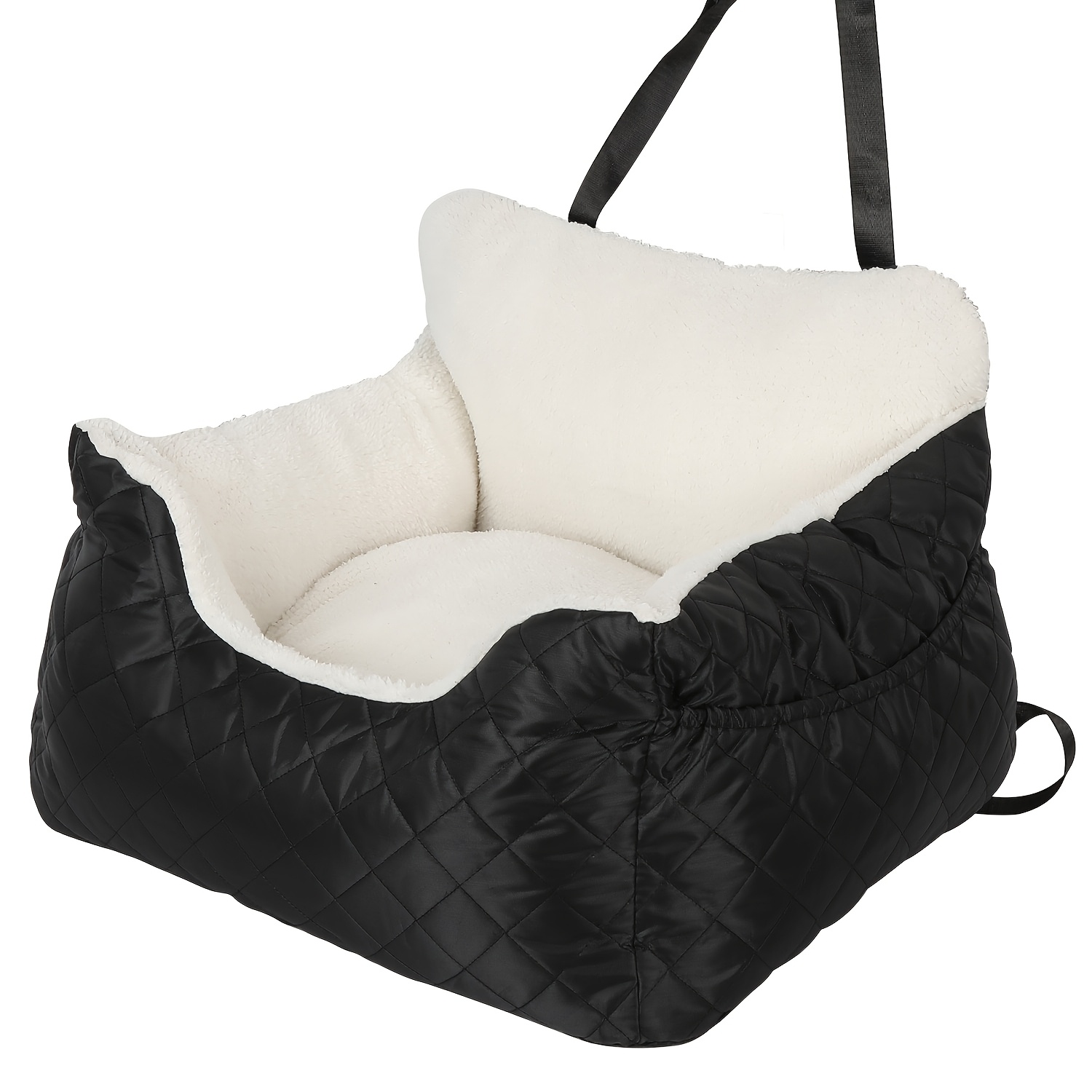 Image of Sonnewelt Quilted Pet Car Seat & Dog Bed - Soft Fabric Non-slip Dog Basket With Adjustable Straps, Portable Car Travel Seat For Small Dogs, Secure & Comfortable Car Accessory