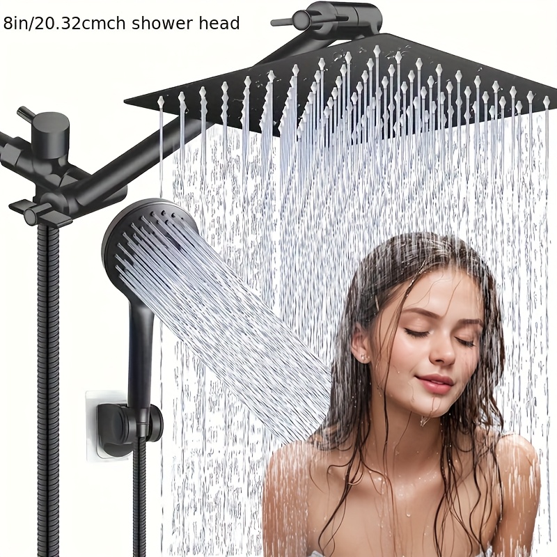 "Luxurious Rainfall Shower Head Combo: 8/12 Inch High Pressure & Handheld with 11 Inch Extension Arm – 5 Settings, Anti-leak Design, Height/Angle Adjustable" 10 "Luxurious Rainfall Shower Head Combo: 8/12 Inch High Pressure & Handheld with 11 Inch Extension Arm – 5 Settings, Anti-leak Design, Height/Angle Adjustable" - Image 10