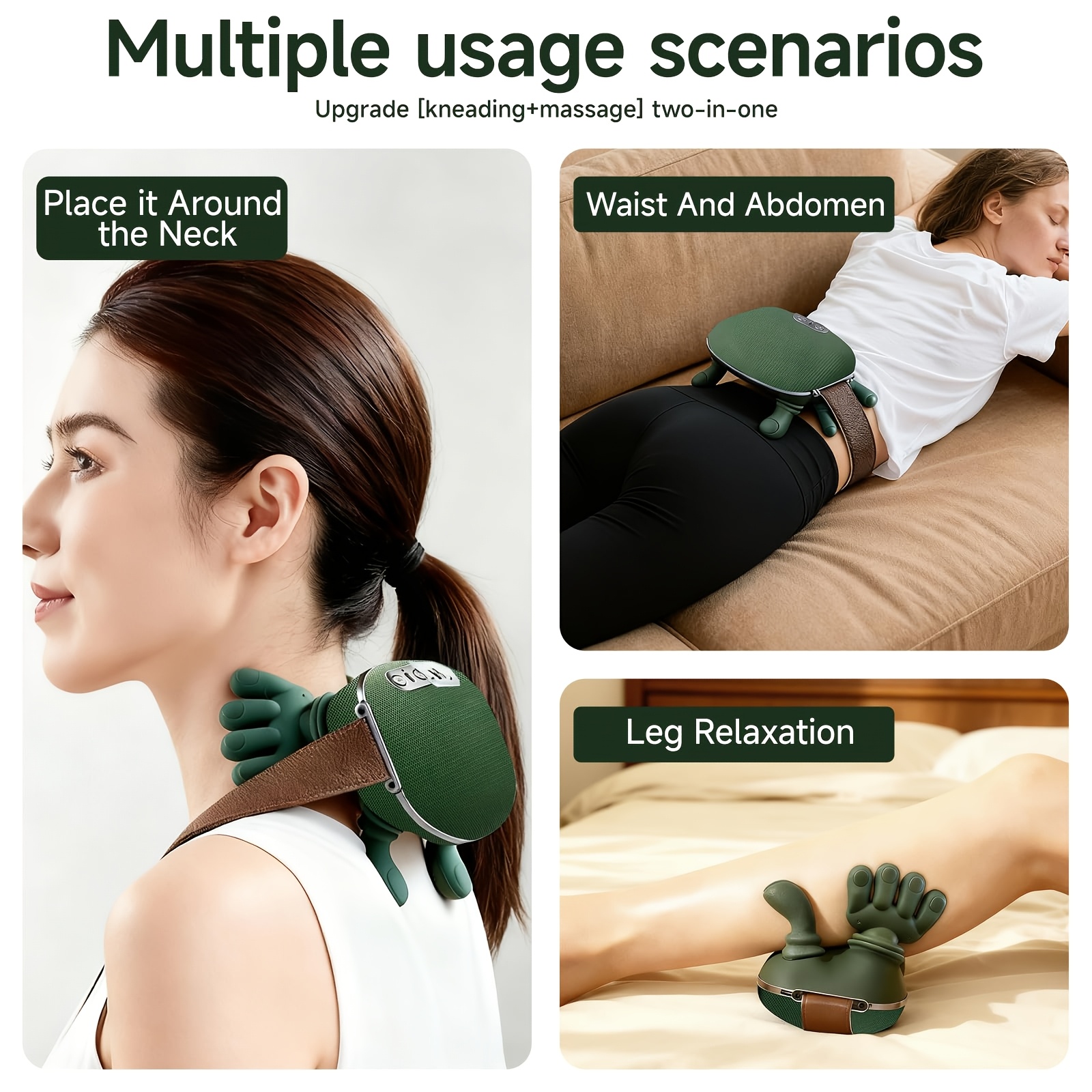 Image of Cute Frog Neck Massager With Heat, 4d Deep Kneading Shiatsu Shoulder Back Massage Pillow, Portable Rechargeable Relax Gift For Women Men