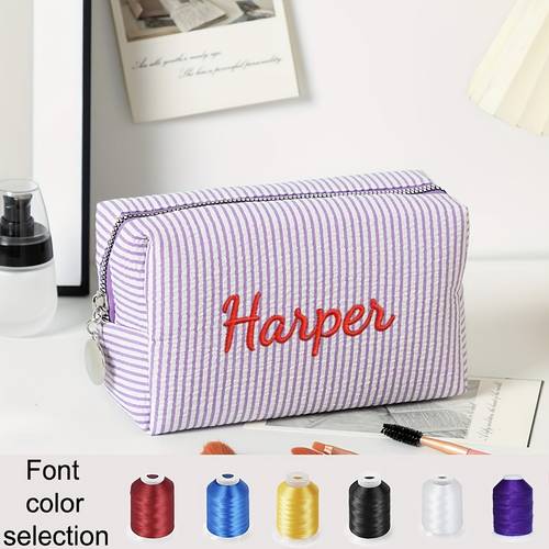 custom embroidered new solid color fashionable unique creative makeup bag womens custom embroidered text makeup bag clutch versatile gentle style handbag for outdoor organizer toiletry bag makeup pouch fashion accessory