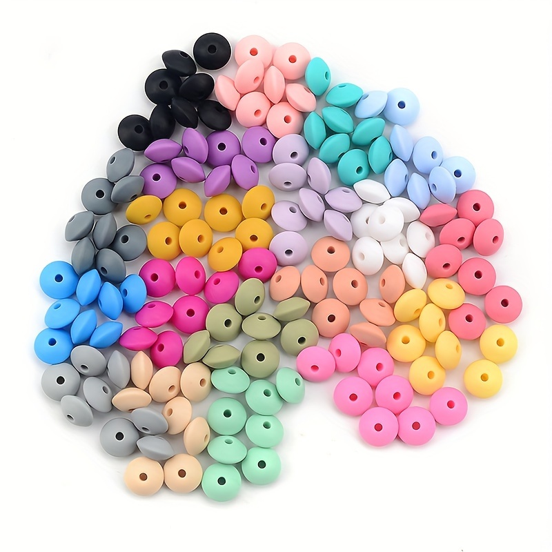 E-shop 200 Stück 12 mm Silikon-Abstandsperlen in Mischfarben für DIY-Schlüsselanhänger, Halsketten, Armbänder, Dekoperlen, 19 Farben