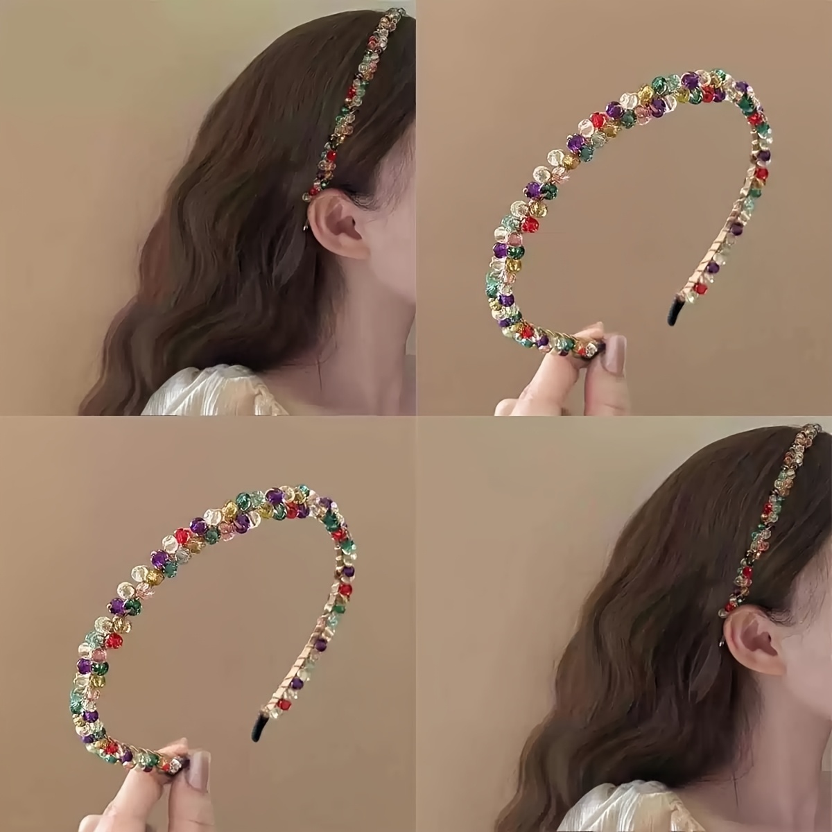 1pc vibrant crystal beaded headband women sparkling - Temu 