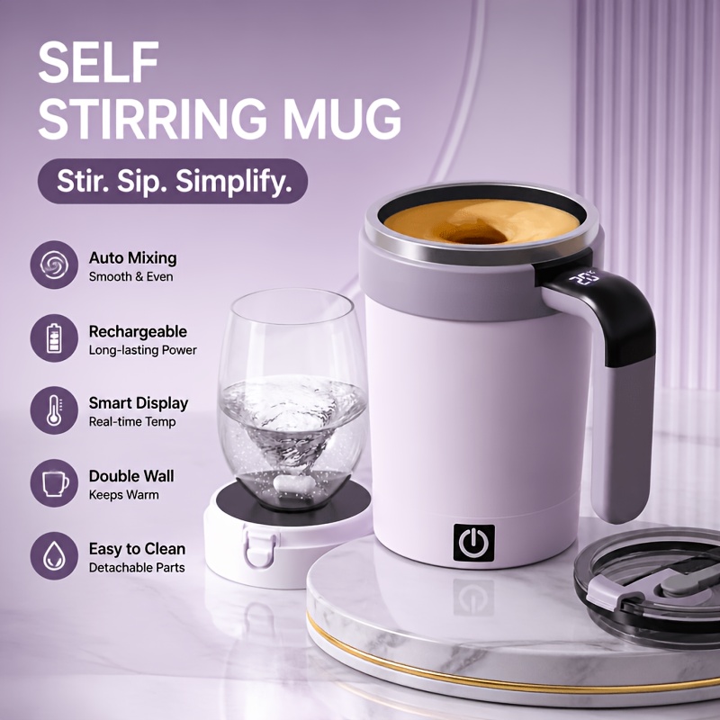 photo de l'article tasse à   magnétique entièrement automatique, couvercle gratuit, paille et câble de données  , base de   universelle détachable, compatible avec 99% des tasses à fond plat, 380 ml,   à haute vitesse  ,   rapide en 3 secondes pour café, protéine en poudre,  