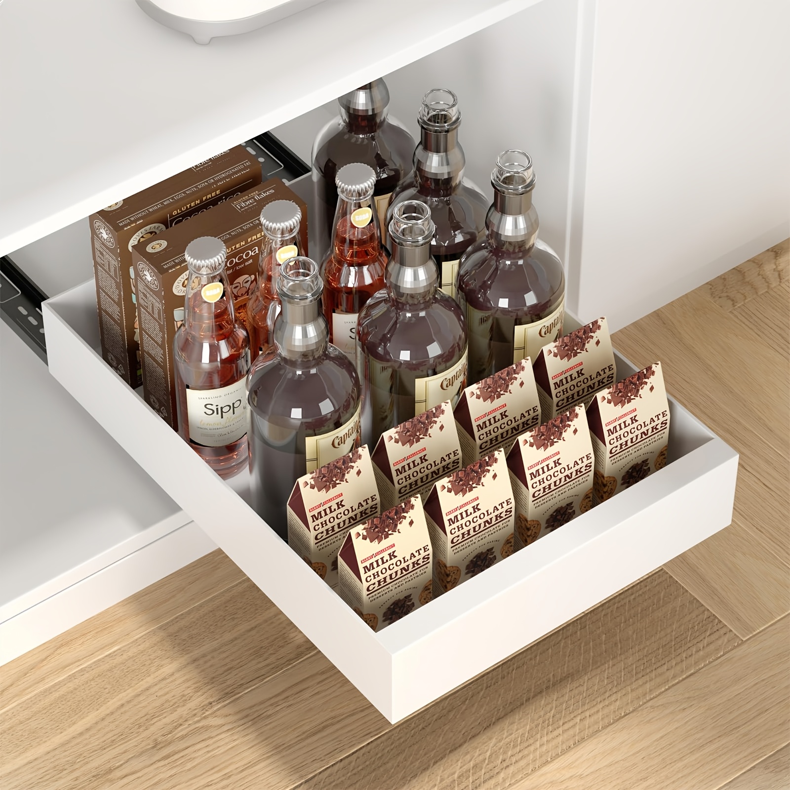 Telescopic Drawer, Extendable Kitchen Drawer, Drawer Storage Shelf, Extendable Kitchen Cabinet Organizer, Storage Shelves For Kitchen Cabinets - 30cm W X 42cm D X 7cm H