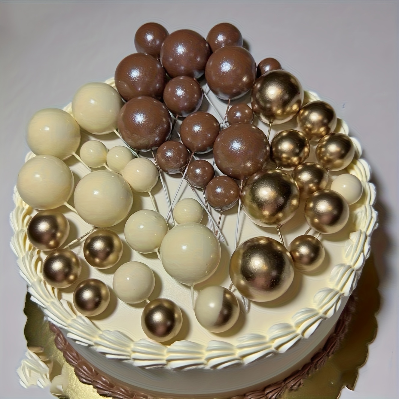 Caramel Brown/khaki Combined Cake Decoration Balls, Suitable For Weddings, Christmas, Holiday Parties. Birthday, Cupcake, Cake Dessert Making Decoration Balls