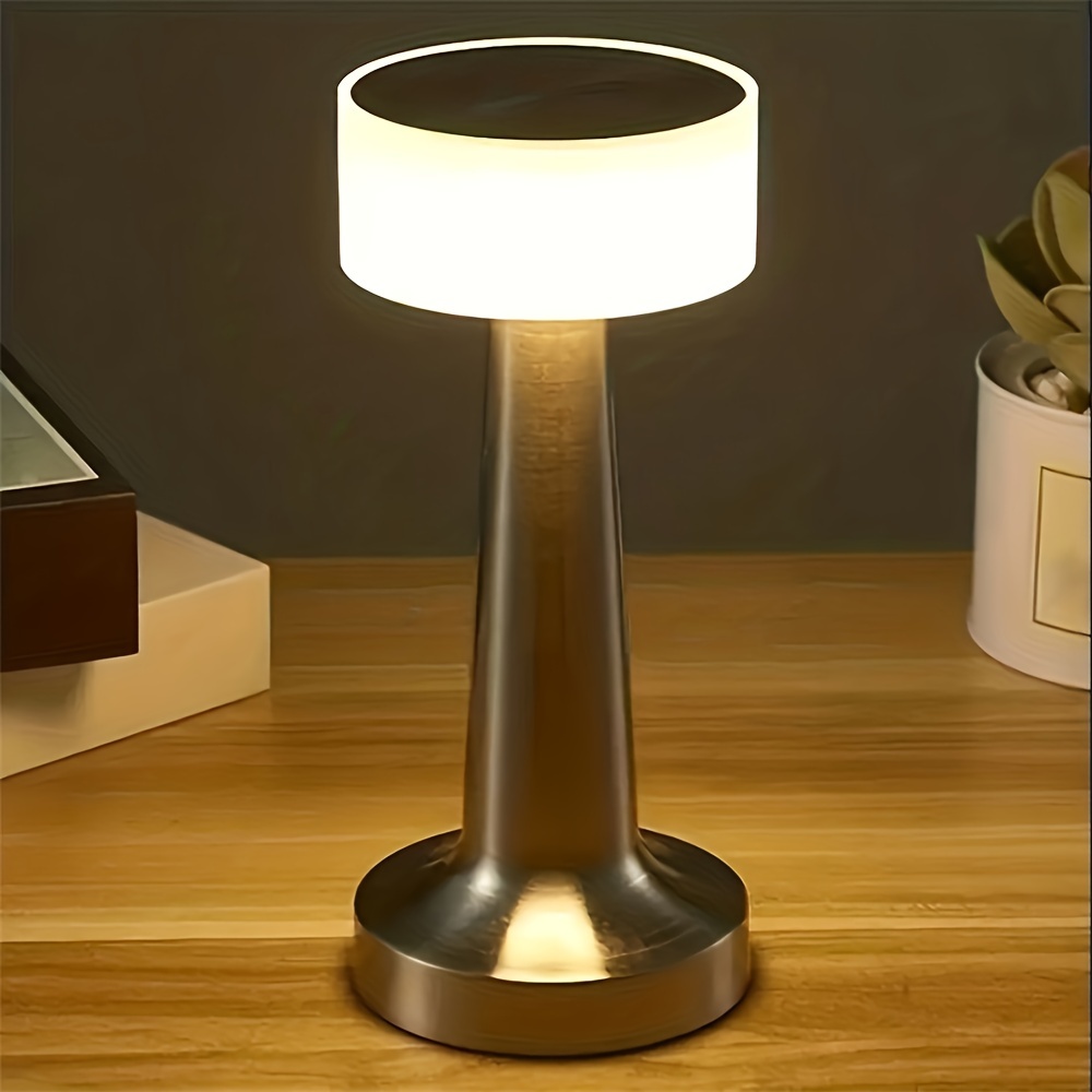 

Rechargeable Led Cordless Table Lamp With Touch Sensor, Dimmable 3-color Night Light For Bedroom, Living Room, Office, Desk Decor With Usb Charging, Polished Iron Finish