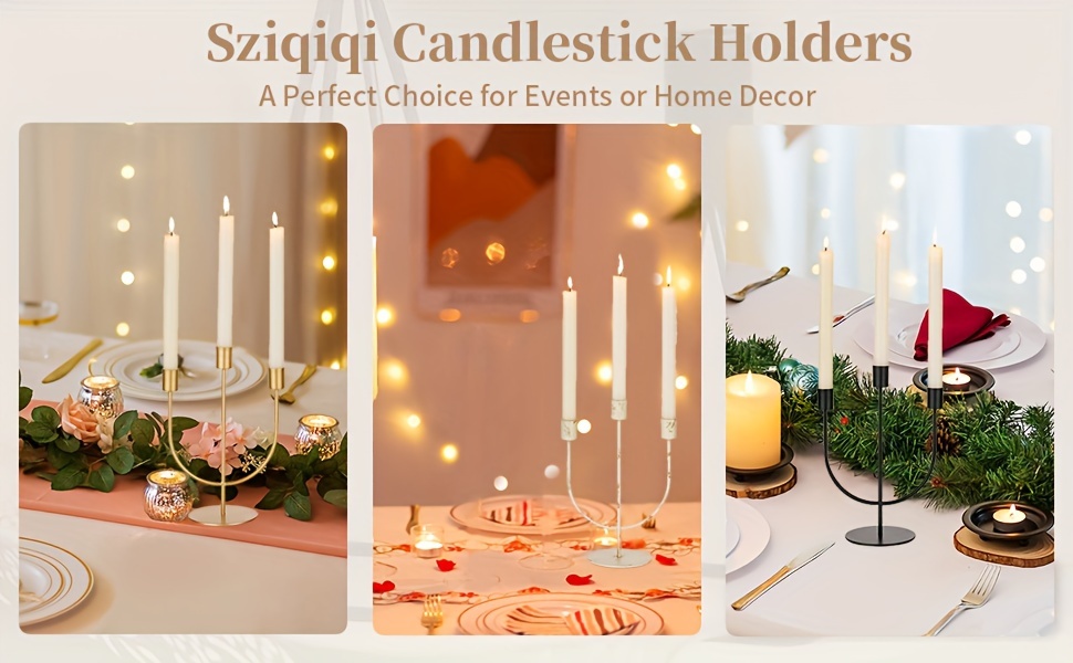 Candlestick Holders Taper Candle Holders Sziqiqi Gold Candle Stick Candle  Holder for Table Centerpiece Wedding Reception Festive Christmas Mantel