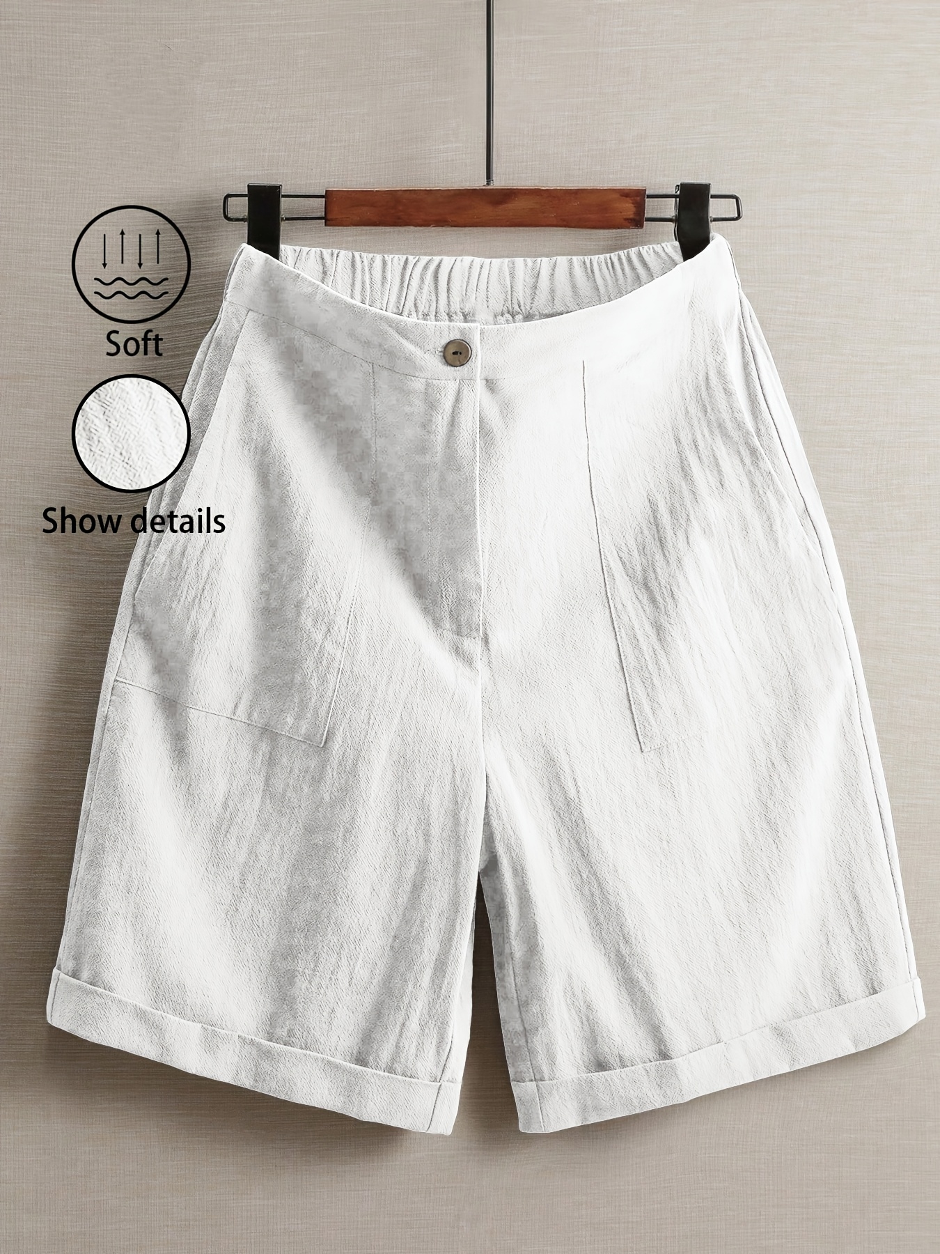 summer womens thin knee length pants wide leg casual straight leg high waist linen trousers fashionable casual pants outdoor sports pants