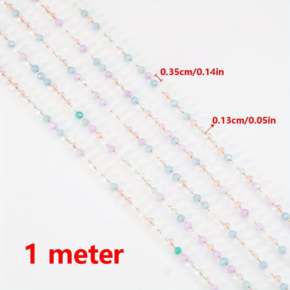 1meter Stainless Steel With Mutli-color Crystal Beads Chains For Women Jewelry Making Summer Chain