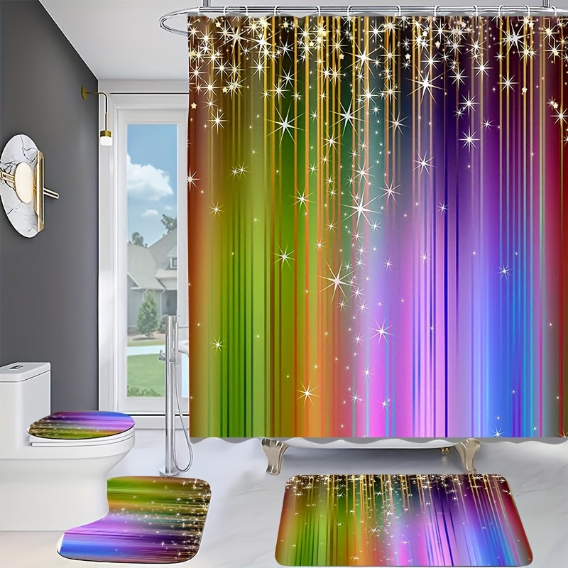 Rainbow Sunray Print Shower Curtain Waterproof Polyester - Temu