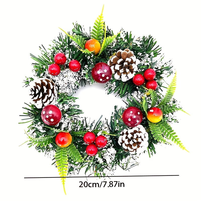Image of 1pc Christmas Floral Wreath, Handmade Christmas Tree Decoration, Artificial Mushroom And Wreath For Hotel And Shopping Mall Decor