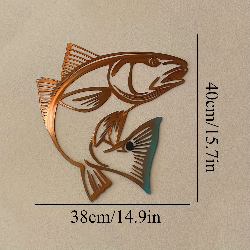 TEMU 2d Flat, Fish Metal Wall Art - Nautical Sea Creature Decor With Fish, Indoor/outdoor Ocean-themed Decoration Suitable For Home, Office, Pool -