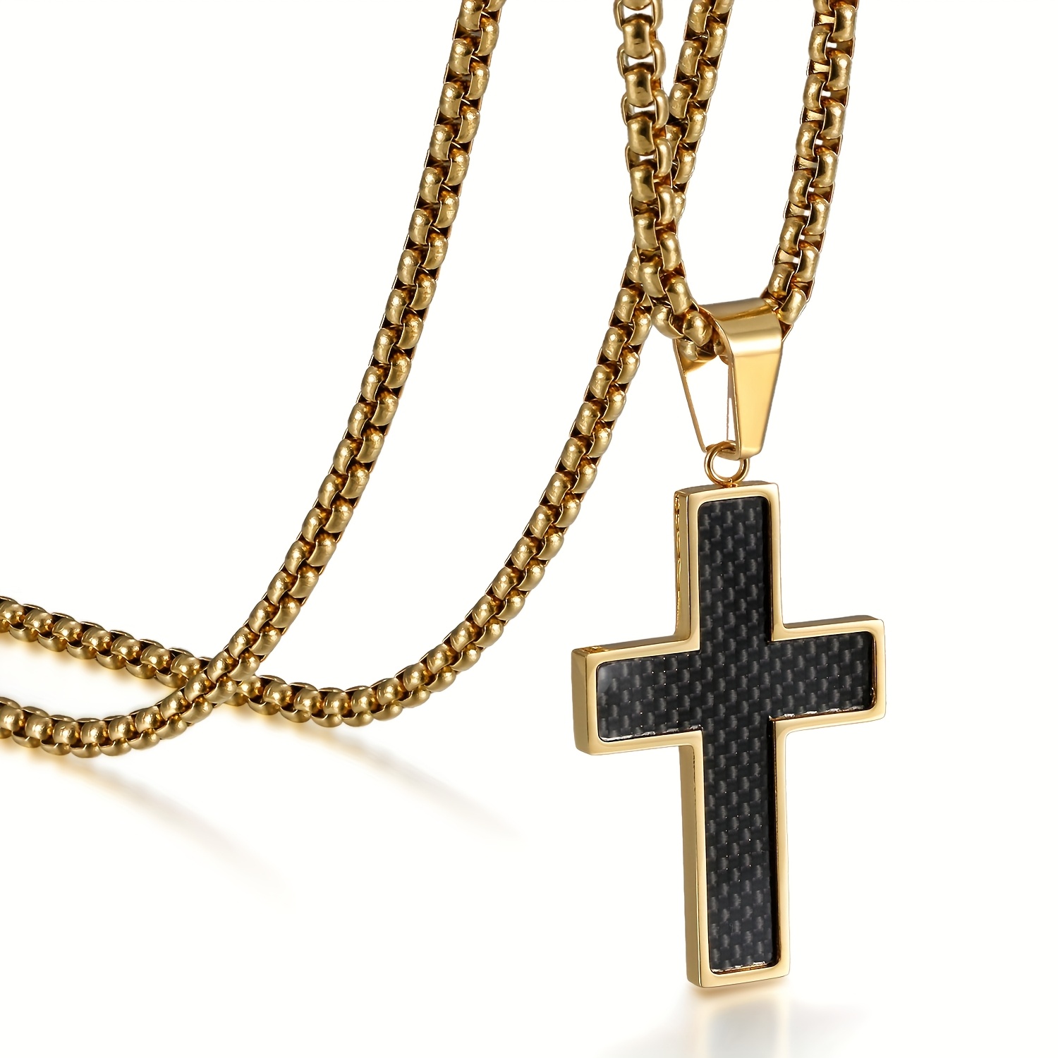 Image of Men's Heavy-duty Cross Pendant Necklace - Religious Christian Jewelry, Elegant Cross Necklace For Everyday & Formal Wear, Christmas, Easter, Valentine's Gift For Him - Durable Chain For Men