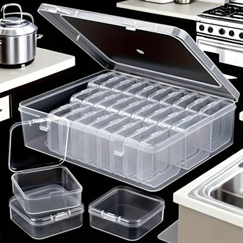 31pcs set 30 small boxes 1 large box plastic storage box with small containers for jewelry beads and accessories rectangular shape and durable plastic material for organizing your jewelry ideal for jewelry storage perfect valentines day