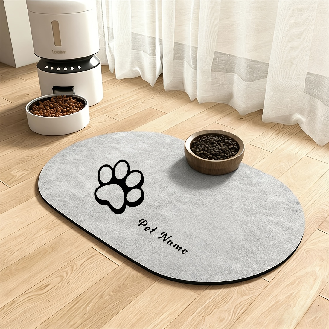 Customized Pet Feeding Mats with Paw Print Design