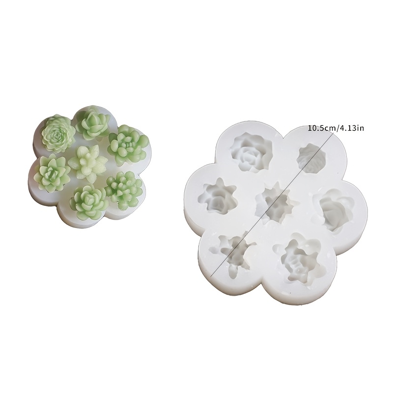 TEMU Molde de silicona de resina, 7 piezas de moldes para velas de flores y suculentas, decoración de para escritorio del hogar, regalo para