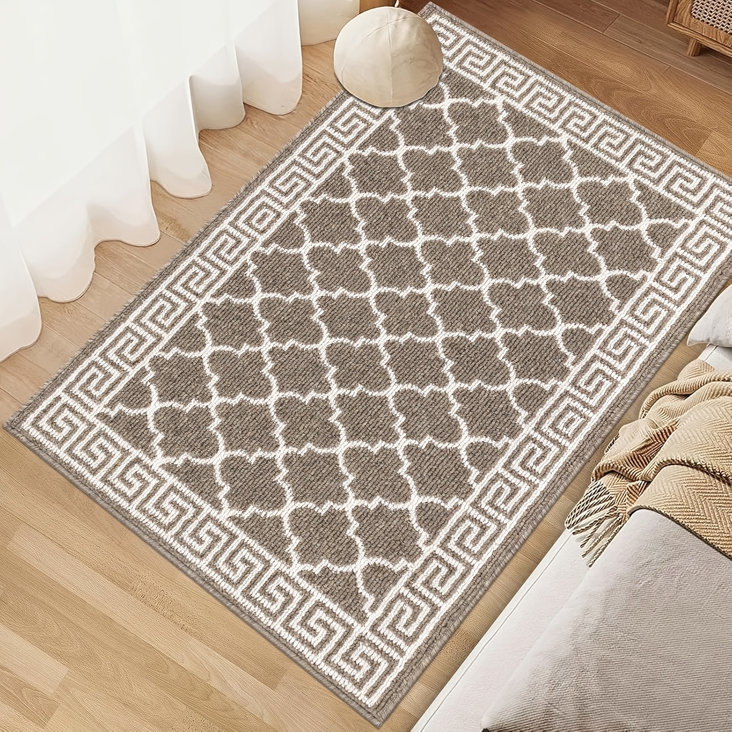 TEMU 36"x59" Paillasson Absorbant Antidérapant - Tapis d'Entrée Lavable en Machine à Motif Géométrique, Polypropylène Durable pour Buanderie, Décor