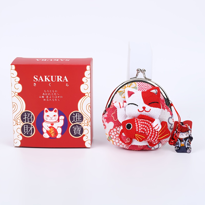 Image of Fashionable And Cute Handmade Japanese Cat Coin Purse For Women, Perfect As A Birthday Gift