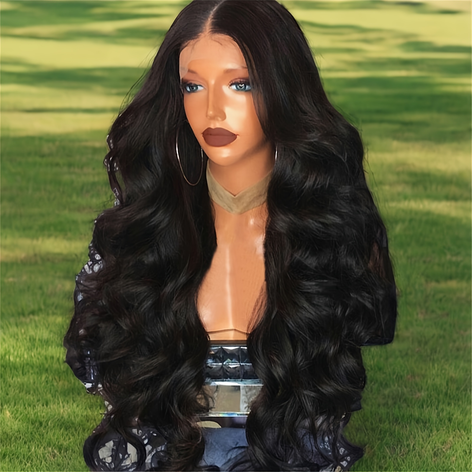 1pc elegant long loose curly wavy middle part wig heat  display picture 3