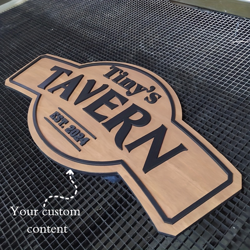 TEMU 1pc Of A Rustic Wooden Sign Designed For Pubs, Featuring Laser Engraving For Wall Decoration, Suitable For Outdoor Bars, Homes, Cafes, Lounges,