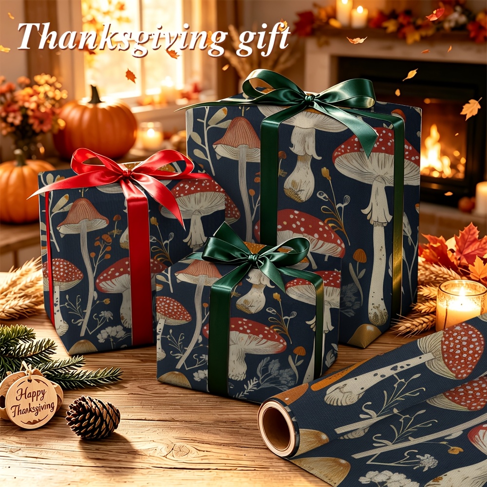 Vintage Mushroom Botanical Print Wrapping Paper for Holiday Gifts