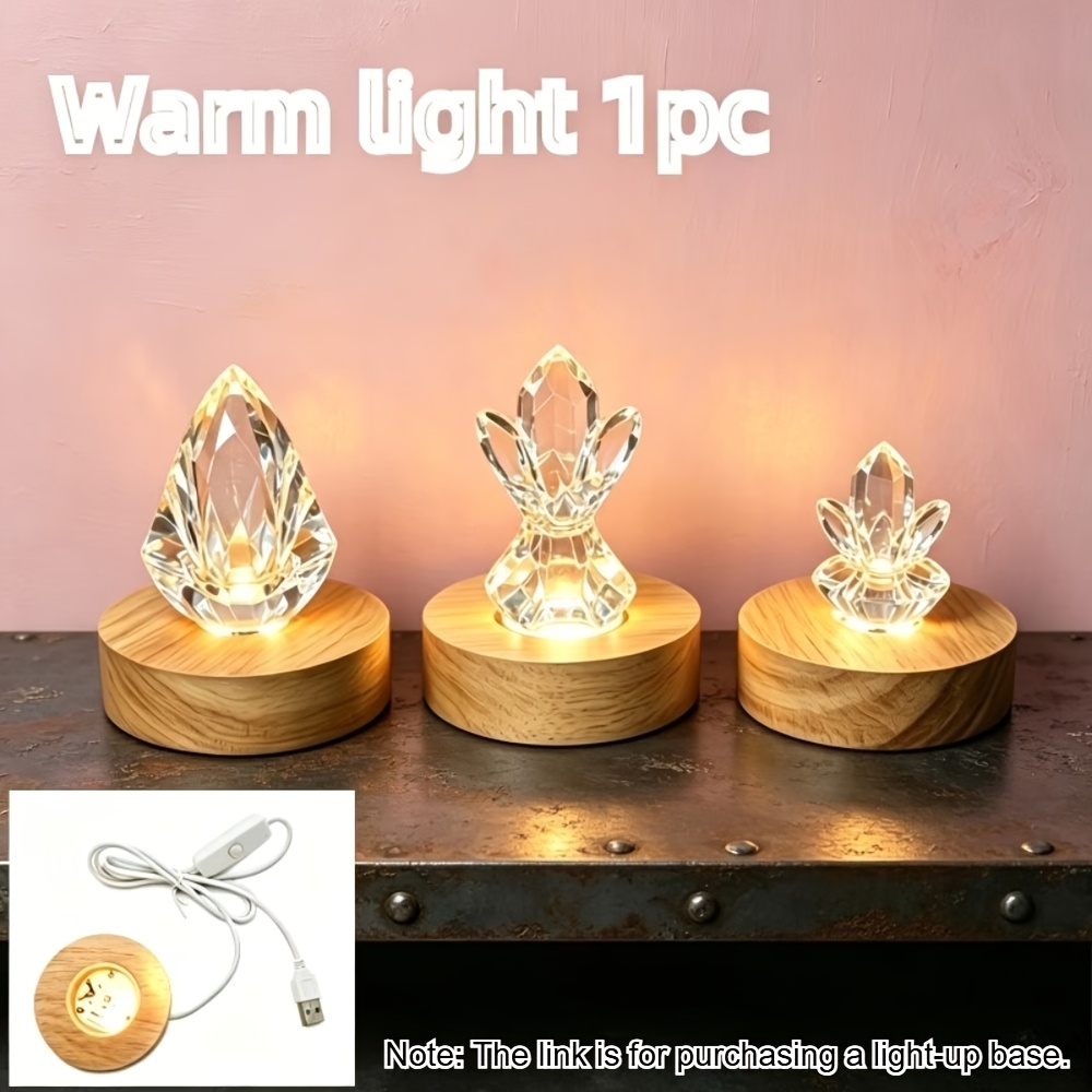 TEMU 1pc avec Interrupteur Base Lumineuse en Bois, Base Lumineuse Ronde, Lumière , Veilleuse pour Décoration de Maison, Lumière Alimentée, Décoration