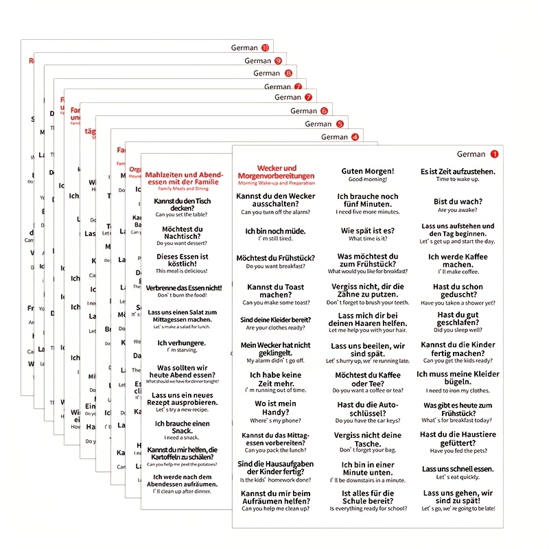 Image of A Collection Of 350 German For Daily - 10 Themed Sticker Packs Beginners And Wanting To Enhance Their Practical Communication In German.