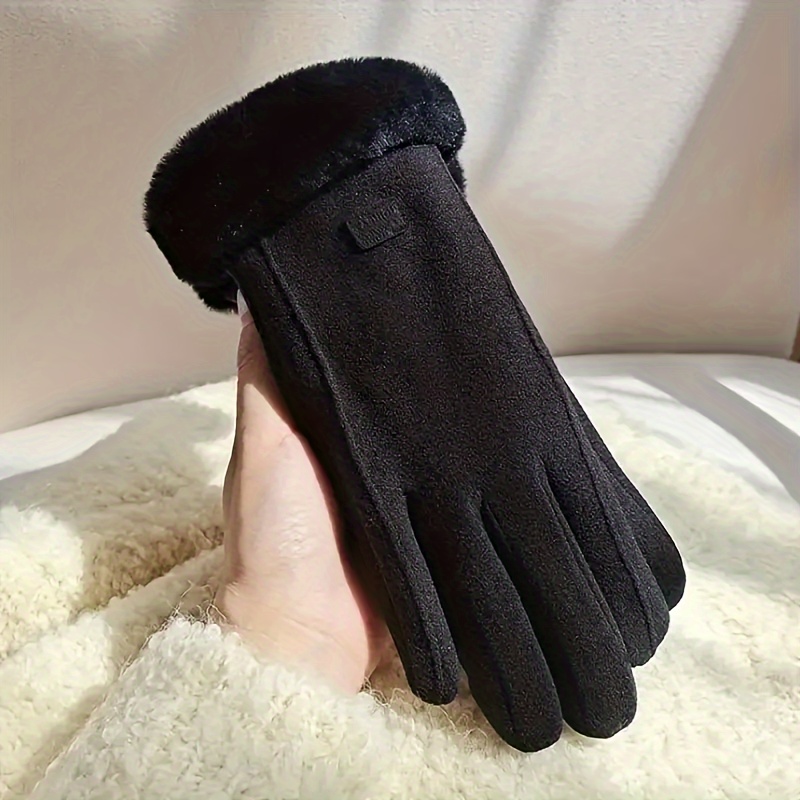 TEMU Women's Touchscreen-compatible Winter Gloves - Thick, Warm & Windproof With Plush Lining For Cycling And Outdoor Activities