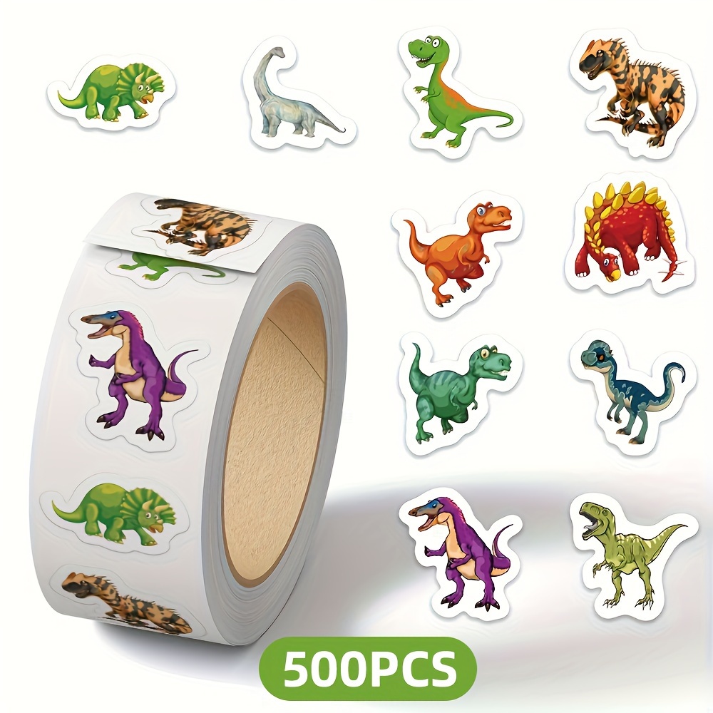1 Roll/500 Sheets Dinosaur Roll Sticker Notebook Envelope Sealing Sticker Decoration Sticker