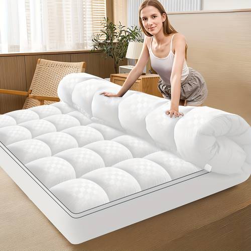 cooling mattress topper extra thick quilted mattress topper stretches 8 21 deep with microfiber filling soft breathable quilted fitted mattress pad for bedroom